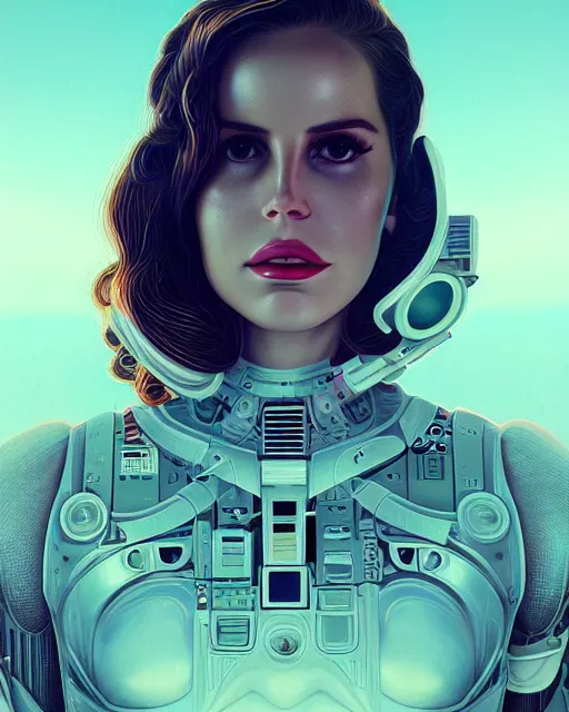 Prompt: portrait of lana del rey as a cyborg. intricate abstract. intricate artwork. by tooth wu, wlop, beeple, dan mumford. dune by david lynch, octane render, trending on artstation, greg rutkowski very coherent symmetrical artwork. cinematic, hyper realism, high detail, octane render, 8 k, iridescent accents