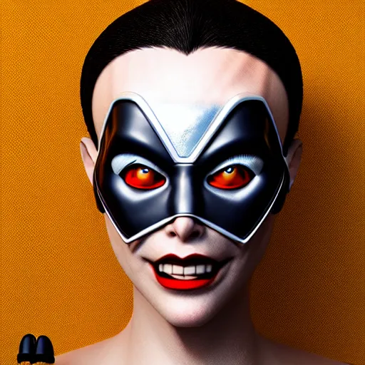 Image similar to vegan supervillain, UHD, hyperrealistic render, highly detailed, 4k, artstation