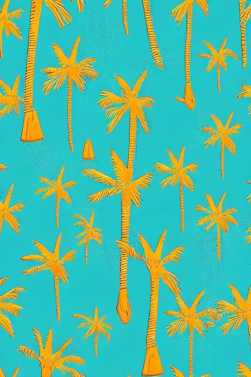 Image similar to minimalist boho style art of colorful palm tree, illustration, vector art