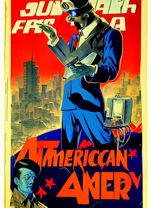 Prompt: american propaganda poster. cyberpunk surgeon. portrait by jean giraud and anton otto fischer and john philip falter and will eisner and gil elvgren