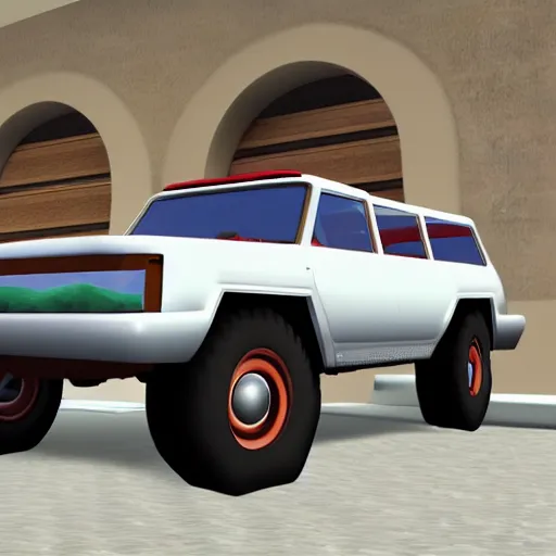 Prompt: Render of a SUV in Super Mario 64