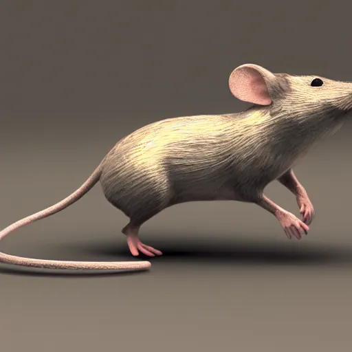 Prompt: a mechanically enhanced mouse looking for cheese, digital art, 3 d render, blender,