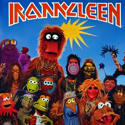 Image similar to animal the muppet on iron maiden album cover, 8 k resolution hyperdetailed photorealism