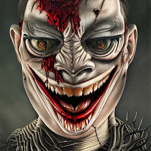 Image similar to giger spider joker portrait, pixar style, by tristan eaton stanley artgerm and tom bagshaw.