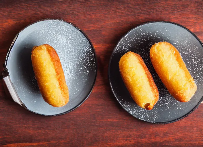 Image similar to dslr food photograph of deep fried twinkie cut in half, 8 5 mm f 1. 8