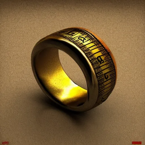 Image similar to the ring from lord if the rings with an imprinted ruler, cm scale imprinted on the inside of the ring, highly detailed, 8 k, trending on artstation, mystic, rpg artwork