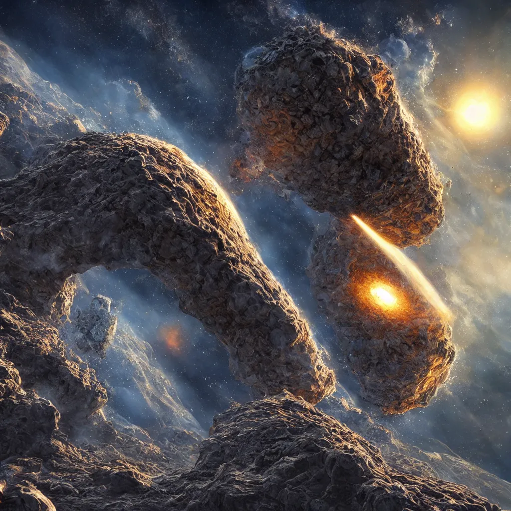 Image similar to an enormous o'neill cylinder being struck by an asteroid, art by mark cooper, 8 k, hyper detailed, hdr, intricate, masterpiece