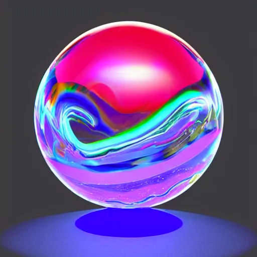 Prompt: 3d colorful glass sphere emoticon smile,glass sphere , fluorescent, neon, centered , high detail, octane render -