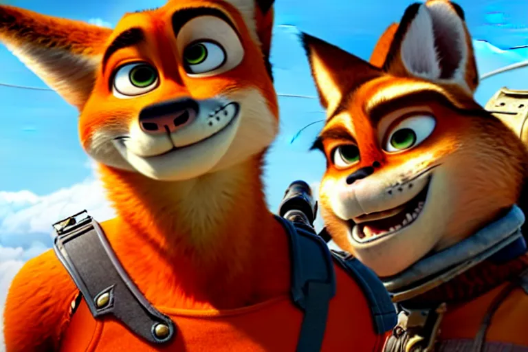 Image similar to nick wilde ( from zootopia ), heavily armed and armored facing down armageddon in a dark and gritty reboot from the makers of mad max : fury road