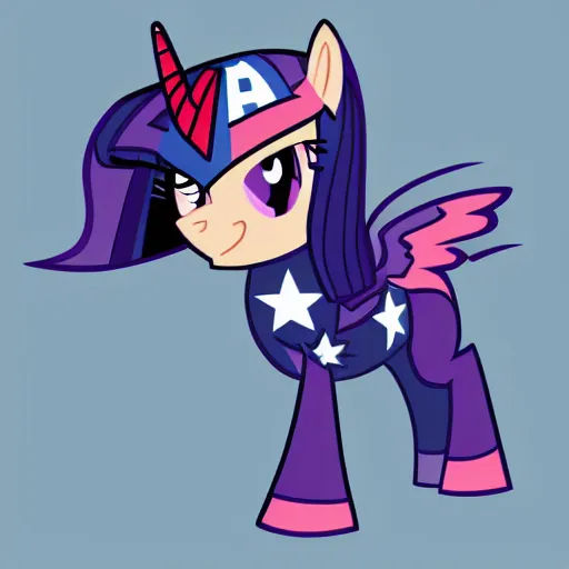 Prompt: twilight sparkle as captain america