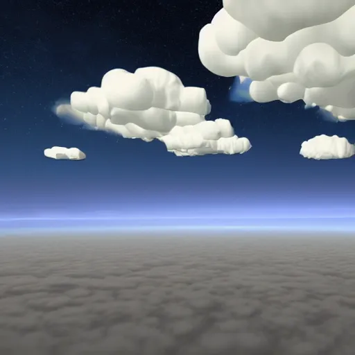 Prompt: cooking over the clouds, 3 d rendered, detailed night sky