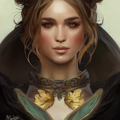 Image similar to character portrait by Magali Villeneuve and Steve Argyle,Livia Prima,Mucha,dress,fantasy art,beautiful,artstation,trending on artstation,intricate details,masterpiece