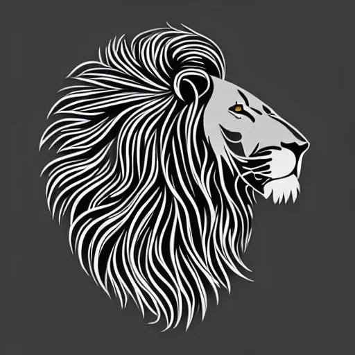 Image similar to lion profile, black silhouette art on white background