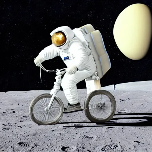 Prompt: cheese is cycling on the moon and cycles away from a nuclear explosion