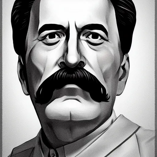 Image similar to detailed portrait of iosif stalin in a slip shirt full body, huperrelostic, 8 k tranding artstation, digital concept, diselpank art, sharp focus, caricature illustration, art by artgerm and greg rutkowskii