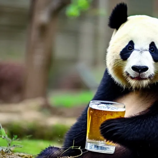 Image similar to big panda drinking beer