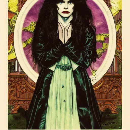 Image similar to album cover of Grimes as a highly detailed super villain character by dante gabriel rossetti