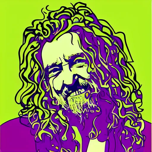 Image similar to robert plant from led zepelin singing, sticker - art, svg vector, adobe - illustrator