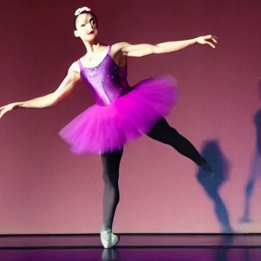 Prompt: thanos from marvel dances ballet and wears a pink tutu