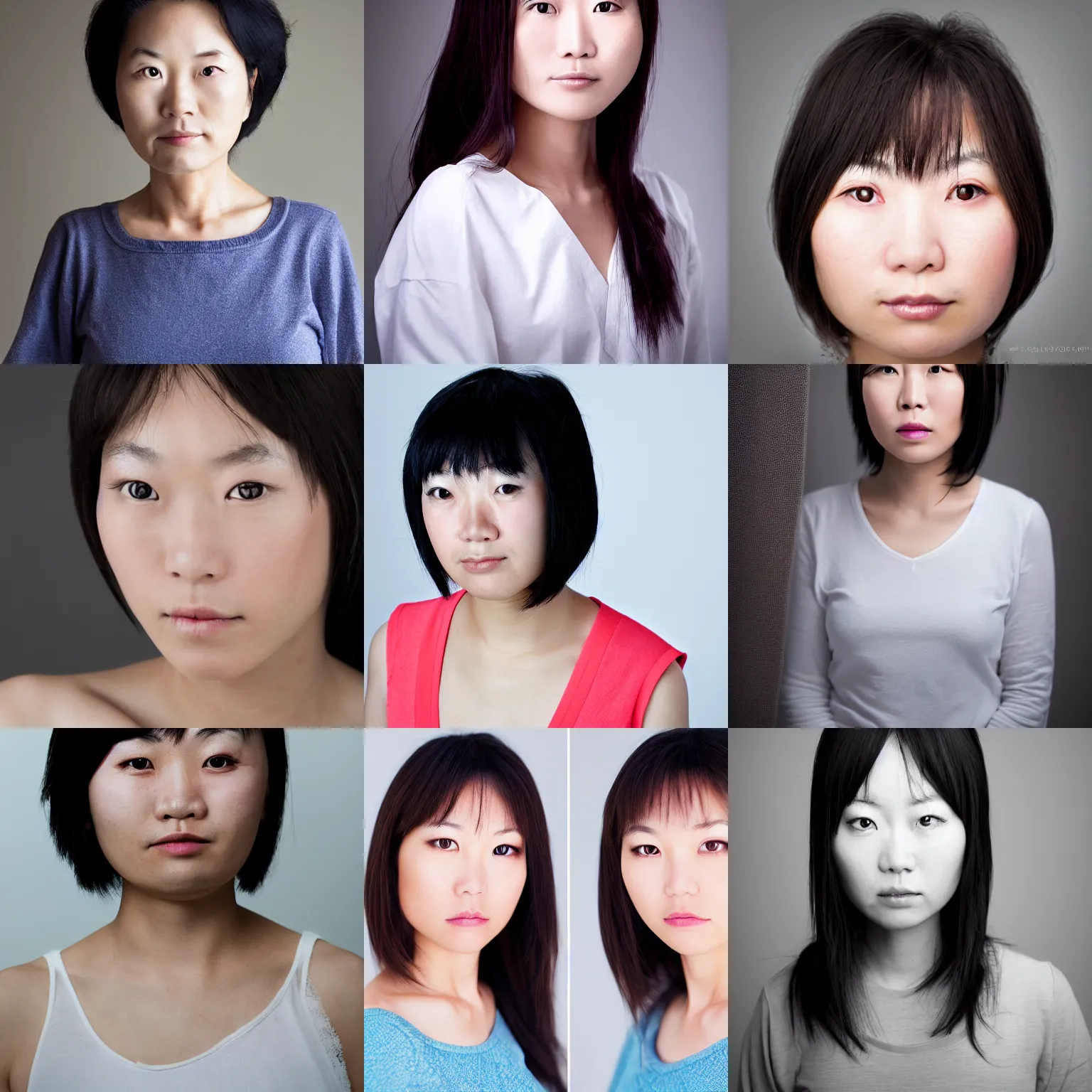 Prompt: front view studio portrait of a single half-japanese female, digital photography, soft lighting, no background