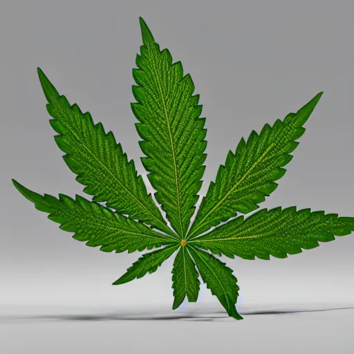 Image similar to weed leaf, marijuana leaf, on fire, burning, 3D render, 3D model, highly-detailed fire