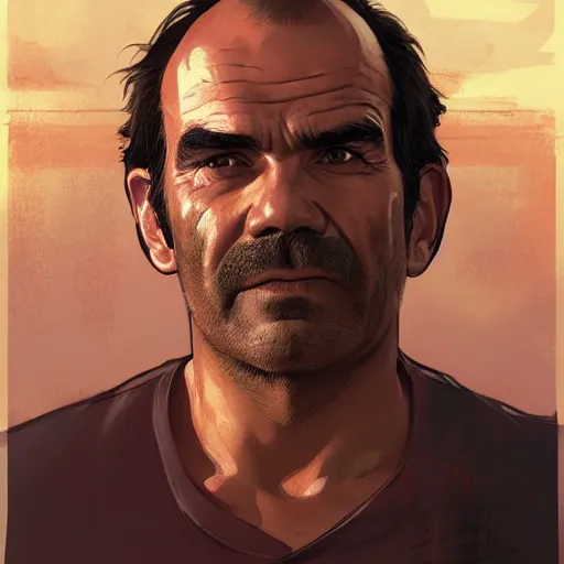 Prompt: trevor philips face on noodles, highly detailed, digital painting, artstation, concept art, smooth, sharp focus, illustration, art by artgerm and greg rutkowski and alphonse mucha