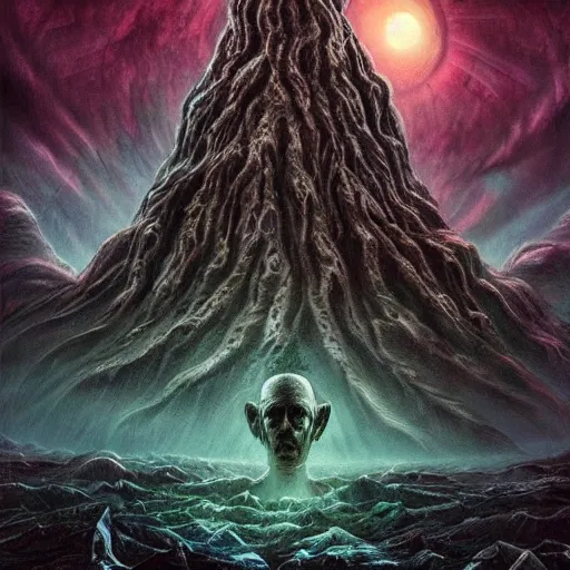 Image similar to old gods looking at the world for the first time, dark and beautiful, stunning 4 k, extremely detailed, opening shot, h. p. lovecraft, fantastic, fantasy.