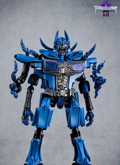 Prompt: Transformers Decepticon skeletor action figure from Transformers: Kingdom, symmetrical details, by Hasbro, Takaratomy, tfwiki.net photography, product photography, official media