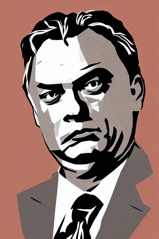 Prompt: minimalist boho style art of mad viktor orban, illustration