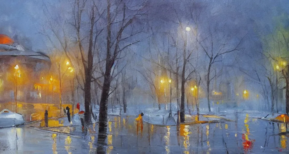 Prompt: how is the weather? beautiful painting, oil on canvas, by Ewa Czarniecka, award winning masterpiece,