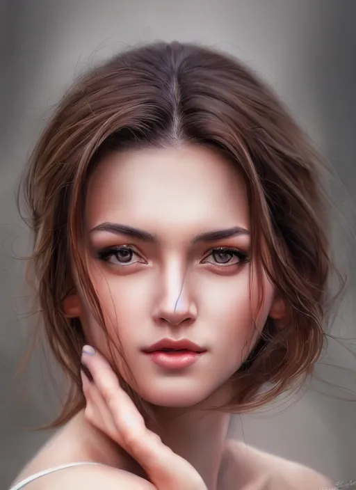 Image similar to photo of a gorgeous young woman in the style of stefan kostic, realistic, sharp focus, 8k high definition, insanely detailed, intricate, elegant, art by stanley lau and artgerm