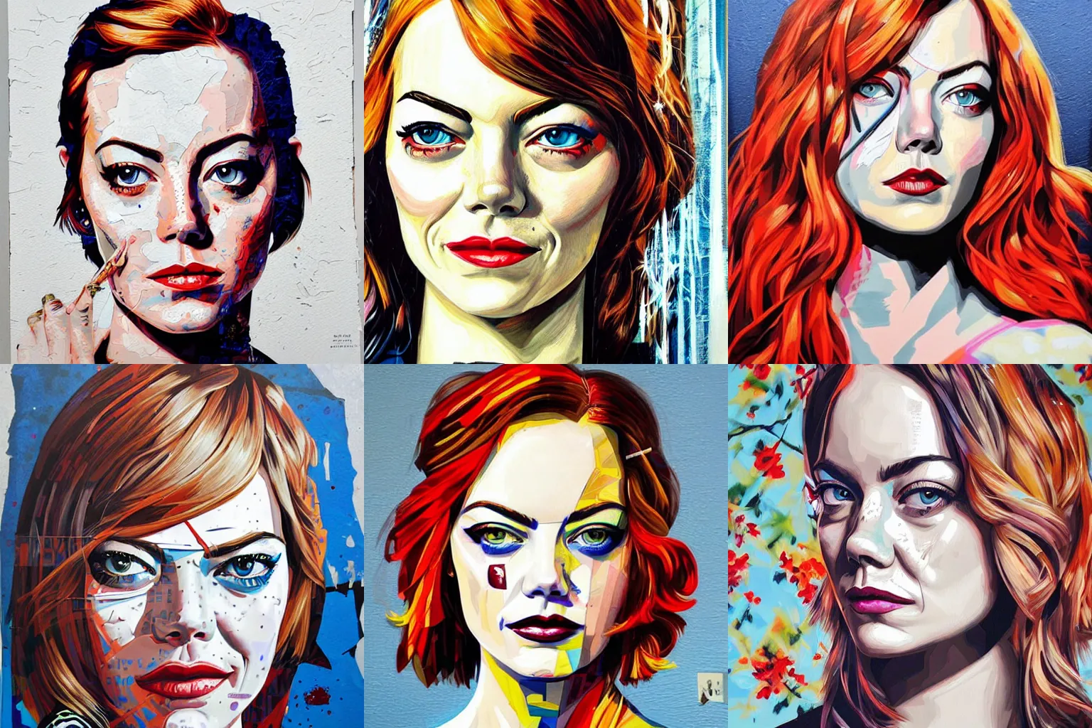 Prompt: portrait of Emma Stone by Sandra Chevrier