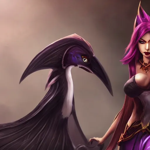 Image similar to league of legends characters, xayah and kai'sa, hyperrealistic