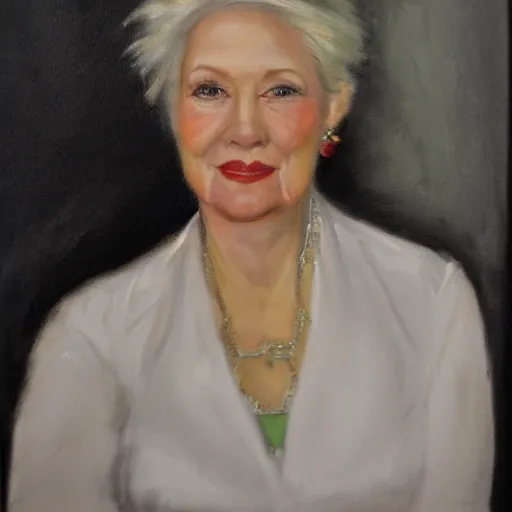 Image similar to a portrait of Judi Bowker wearing::close up::artist John Sargent::very detailed