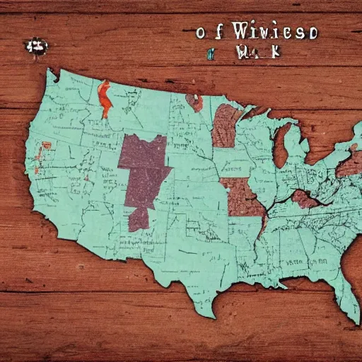 Image similar to a map of the state of wisconsin, wrinkled, faded