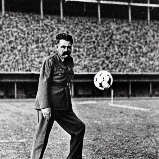 Image similar to stalin stands at the gate on the football field and catches the ball, photo of stalin at the stadium