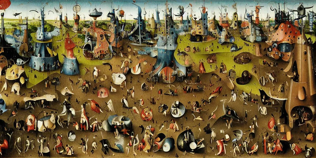 Image similar to an amusement park by hieronymus bosch, highly detailed, colorful