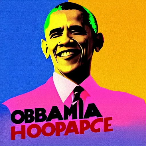 Image similar to the obama hope poster, digital art outrun 8 0 s style, neon