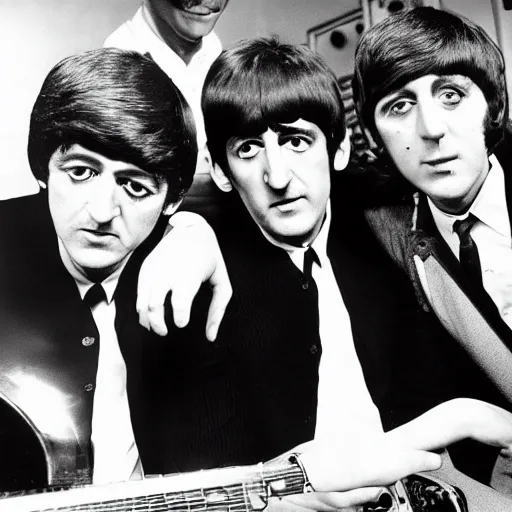 Prompt: 4K uhd photo of a lost Beatles album cover