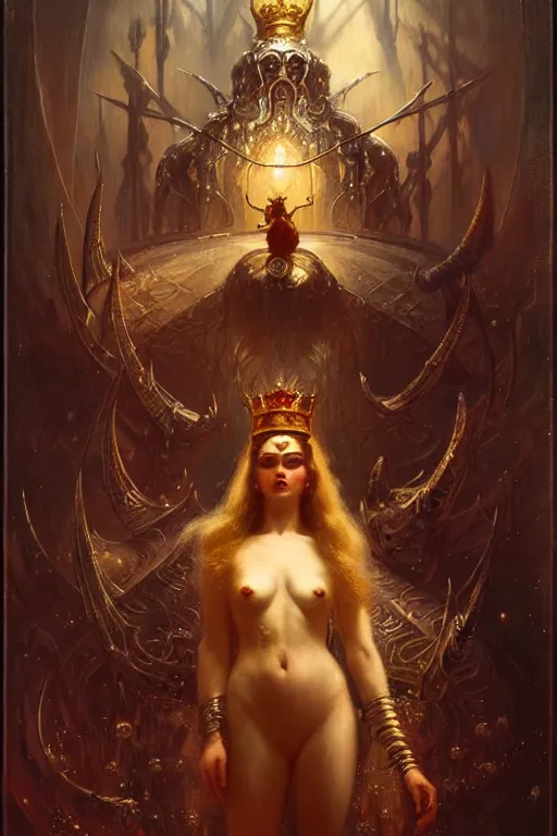 Image similar to the king of diamonds by gaston bussiere, bayard wu, greg rutkowski, giger, maxim verehin