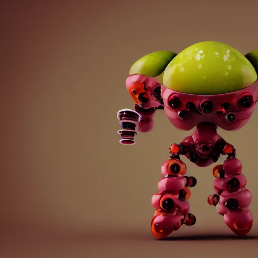 Image similar to fruit robot by go nagai, octane render, hyperrealistic textures