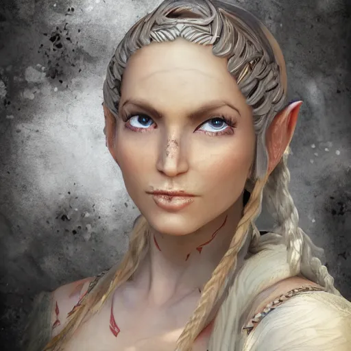 Image similar to elven female pirate, 4 k, ultra realistic, dramaitc lighting, illuminated, cinematic