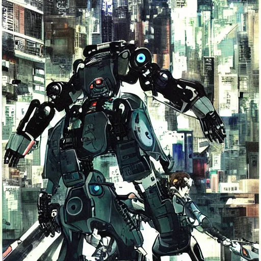 Prompt: the robot brothers orion and sirius, the ego and the id, the form and the function, the bird and the wolf, both were disconnected from the simulation by a human virus, game poster by yoji shinkawa