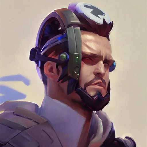 Image similar to greg manchess portrait painting of alex j. murphy as overwatch character, medium shot, asymmetrical, profile picture, organic painting, sunny day, matte painting, bold shapes, hard edges, street art, trending on artstation, by huang guangjian and gil elvgren and sachin teng