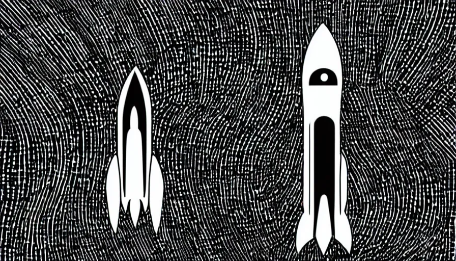 Prompt: travel to the moon with a rocket, cartoon style, black outline, on white, smooth, sharp lines, detailed