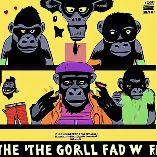 Prompt: Gorillaz the band if they were actually Gorillas by jamie hewlett