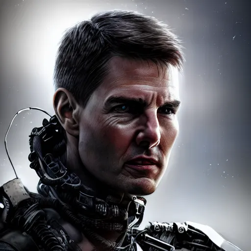 Image similar to tom cruise portrait, dystopia core, apocalyptic, armor, warrior, dramatic, sharp focus, fiction, neon, fantasy, hyper detailed, digital art, trending in artstation, cinematic lighting, studio quality, smooth render, unreal engine 5 rendered, octane rendered, art style and nixeu and wlop and krenz cushart