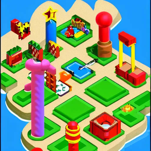 Prompt: isometric super mario world