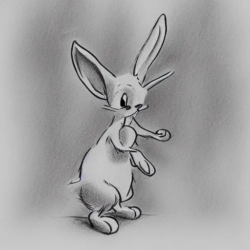 Prompt: milt kahl pencil sketch of a rabbit in the forest disney style