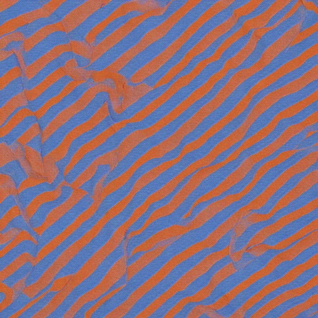 Prompt: textile pattern orange diagonal stripes with thin blue and white lines, high quality 2d